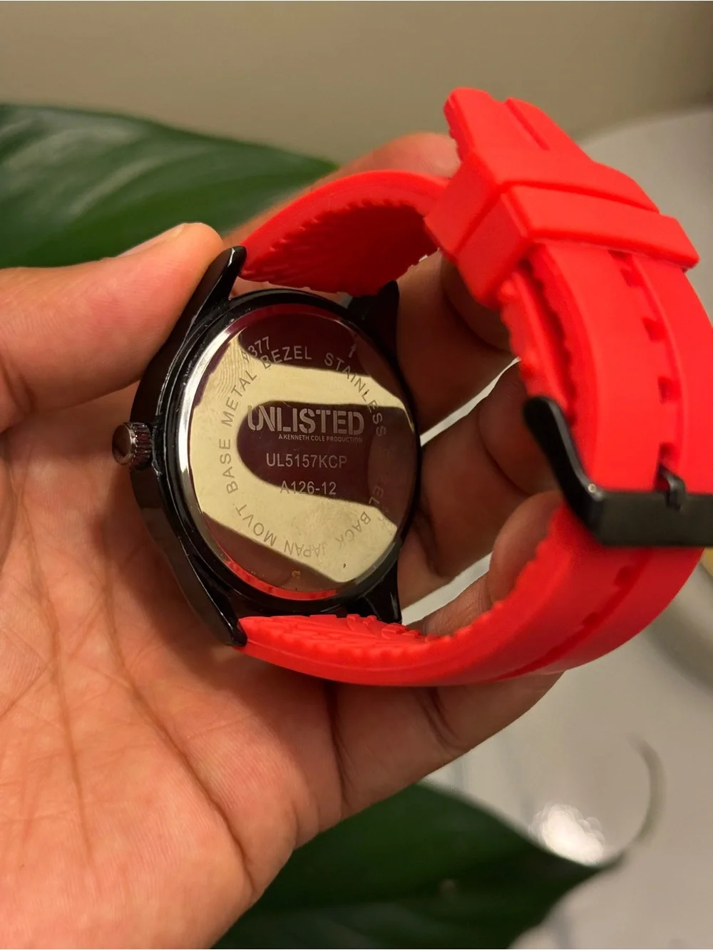 Unlisted Black Dial Red Accented Silicone Strap Watch
